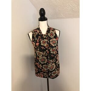 Anthropologie Vanessa Virginia Derva Floral Twisted High Neck Tank - Extra Small